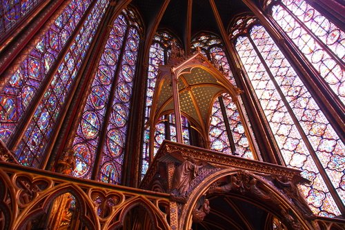 Interior of the famous Sainte Chapelle in Paris (France)